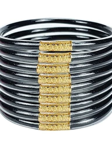 PVC Silicone Tube Gold Powder Bracelet, Jelly Bangles Bracelet, Cross-Border 9 in a Group