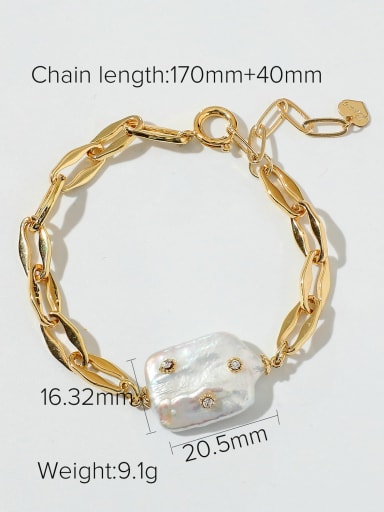 Brass Freshwater Pearl Geometric Dainty Bracelet