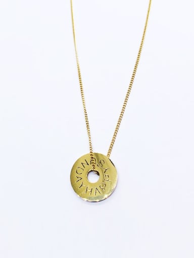 Hollow letter coin Stainless Steel Necklace