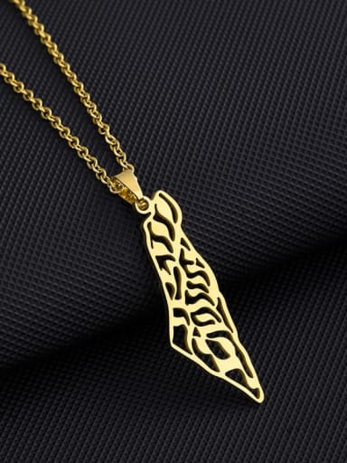Golden necklace Stainless steel Irregular Ethnic Israel and Palestine Map Pendant Necklace
