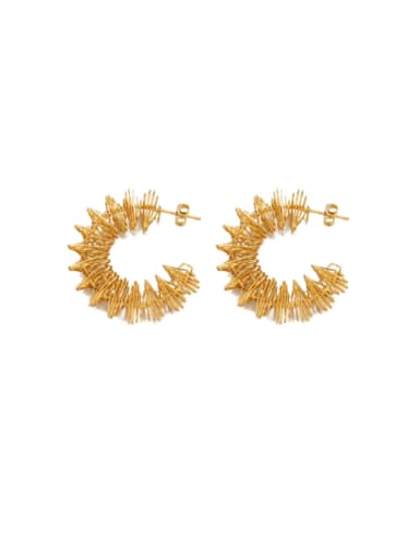 Gold C-shaped earrings Stainless steel Geometric Hip Hop Stud Earring