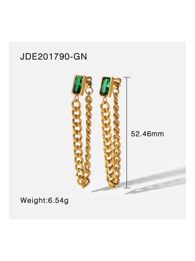 JDE201790 BK Stainless steel Cubic Zirconia Tassel Trend Threader Earring