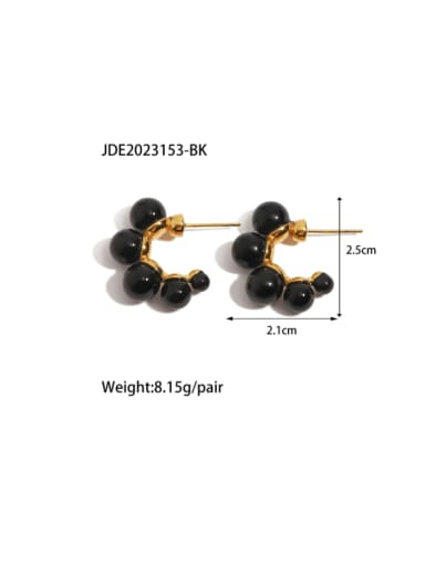 JDE2023153 BK Stainless steel Imitation Pearl Geometric Hip Hop Stud Earring