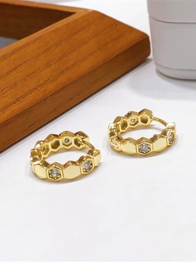 H00259 gold Brass Geometric Vintage Huggie Earring