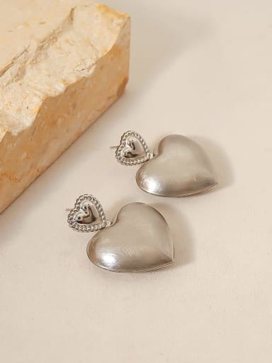 SE22121701S Titanium Steel Heart Trend Drop Earring