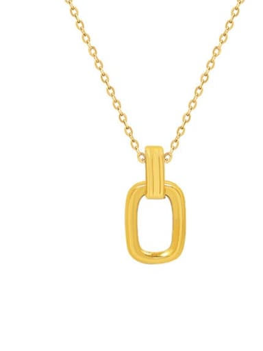 P985 Gold Oval Pendant Necklace Titanium Steel Minimalist Geometric  Earring and Necklace Set