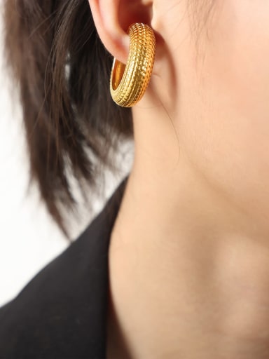 F347 Gold Earrings Titanium Steel Geometric Trend Stud Earring