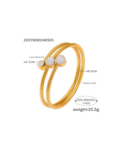 Z057 Gold Bracelet Titanium Steel Cubic Zirconia Geometric Minimalist Band Bangle