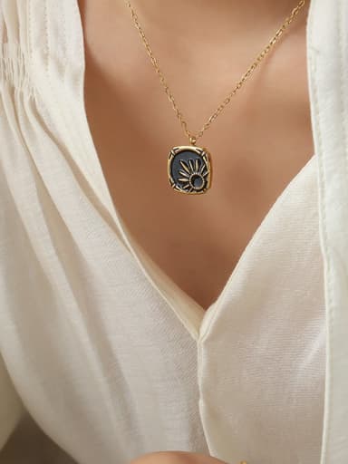 P144 gold necklace 40 +5cm Titanium Steel Enamel Geometric Vintage Necklace