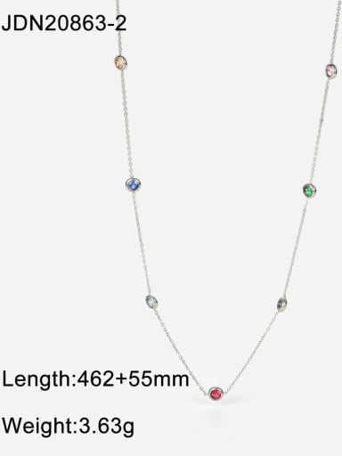 JDN20863 2 Stainless steel Cubic Zirconia Geometric Minimalist Necklace