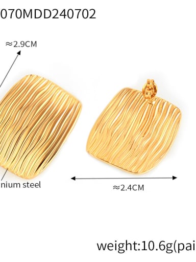 TXF070 Golden Earrings Trend Geometric Titanium Steel Ring And Earring Set