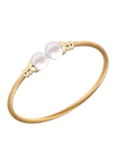 Golden Bracelet Stainless steel Imitation Pearl Hip Hop Irregular Ring Earring And Bracelet Set