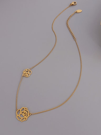 Titanium 316L Stainless Steel Hollow Flower Minimalist Necklace with e-coated waterproof