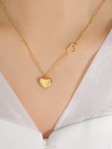 Gold heart necklace 41+ 5CM Titanium Steel Heart Minimalist Necklace
