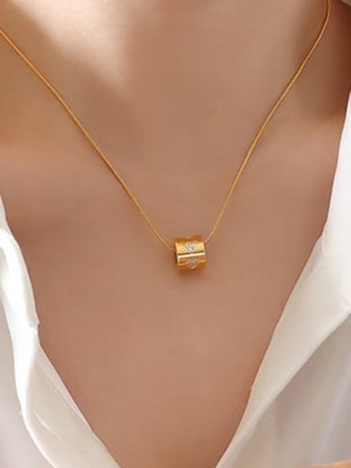 P282 gold necklace 40+ 5cm Titanium Steel Rhinestone Geometric Minimalist Necklace