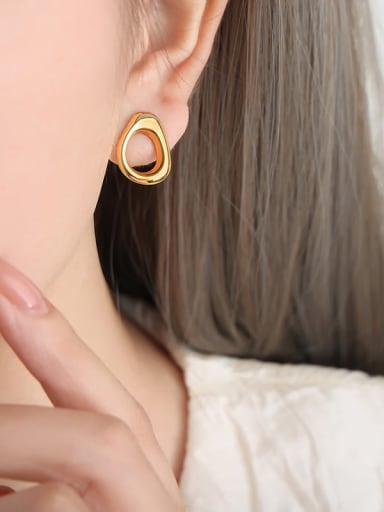 F943 Gold Earrings Titanium Steel Geometric Trend Stud Earring