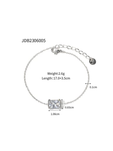 JDB2306005 Dainty Geometric Stainless steel Cubic Zirconia Bracelet and Necklace Set