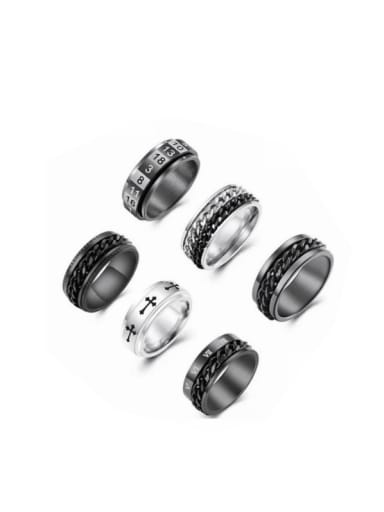 custom Stainless Steel Geometric Hip Hop Stackable Men's Ring Set