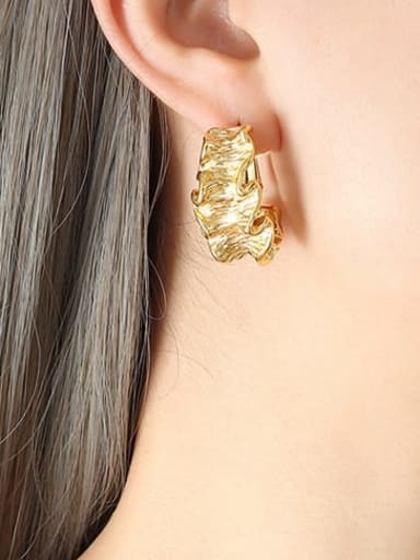 F219 Gold Earrings Titanium Steel Geometric Vintage Stud Earring