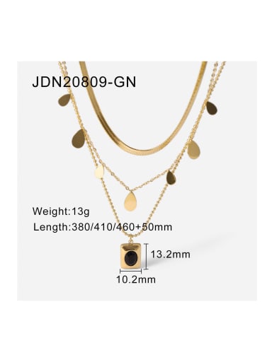 JDN20809 BK Stainless steel Cubic Zirconia Rectangle Trend Multi Strand Necklace