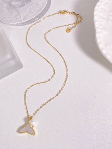 custom Stainless steel Imitation Pearl Geometric Dainty Necklace