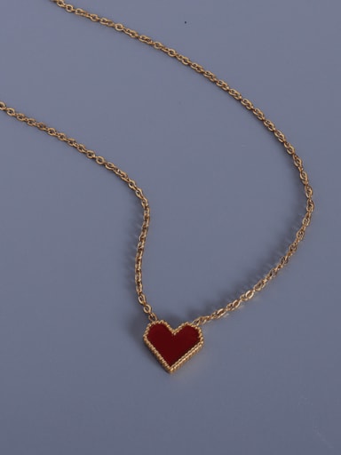 Gold acrylic peach heart necklace 40+5cm Titanium 316L Stainless Steel AcrylicHeart Minimalist Necklace with e-coated waterproof