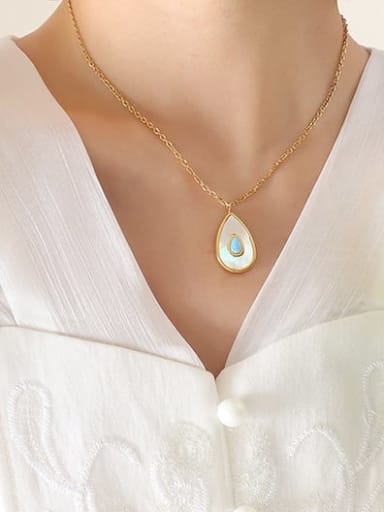 P296 gold necklace 40 +5cm Titanium Steel Shell Water Drop Minimalist Necklace