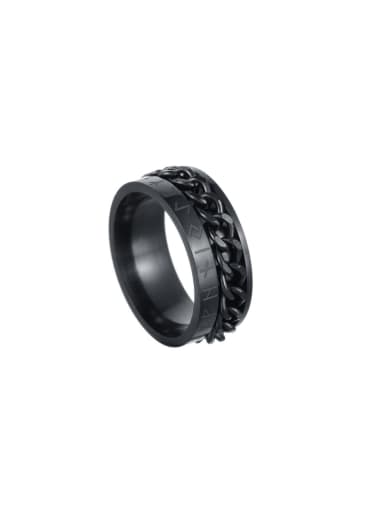 black Stainless steel Irregular Hip Hop Band Letters Rotate Men's Ring