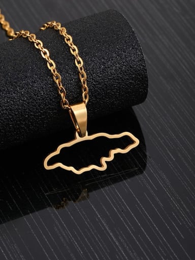 Golden hollow row Stainless steel Medallion Hip Hop Jamaica Map Pendant Necklace