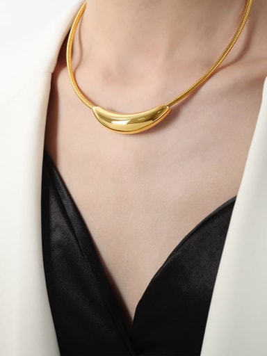 P1604 Gold Necklace 40cm Titanium Steel Geometric Trend Choker Necklace