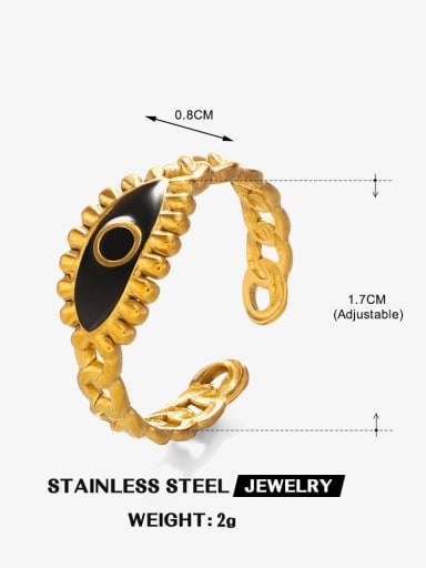 Golden Eye Ring Black Stainless steel Enamel Evil Eye Trend Band Ring