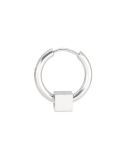 steel 8mm+ steel square bead Titanium Steel Geometric Minimalist Single Earring(only one)