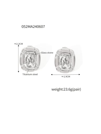 TXF052 Steel Earrings Titanium Steel Glass Stone Hip Hop Geometric  Earring Bracelet and Necklace Set