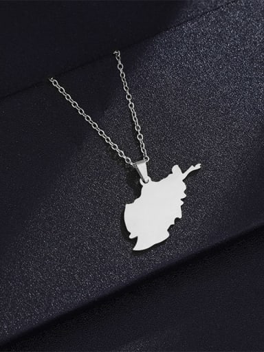 Stainless steel Medallion Ethnic Afghanistan Map Pendant Necklace