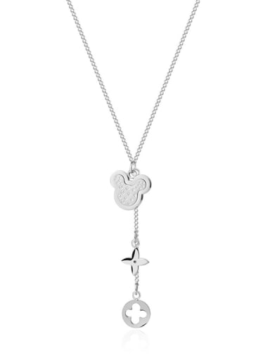 Titanium Steel  Minimalist Mickey Tassel Necklace