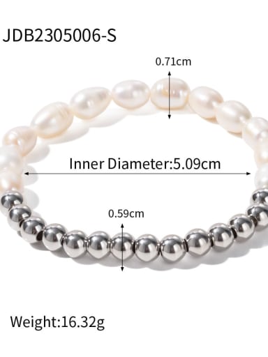 JDB2305006 S Stainless steel Freshwater Pearl Geometric Minimalist Handmade Beaded Bracelet