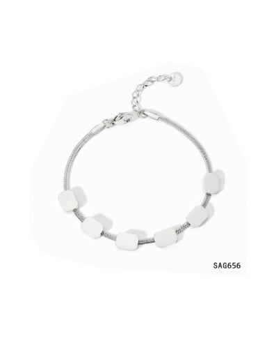 SAG656 steel Stainless steel Geometric Minimalist Snake Bone Chain  Link Bracelet