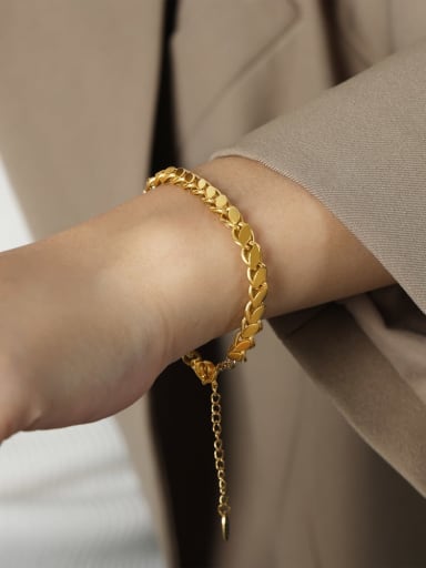 E489 Gold Bracelet 15+ 5cm Trend Geometric Titanium Steel Bracelet and Necklace Set