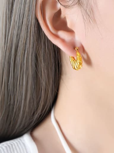 F857 Gold Earrings Titanium Steel Geometric Trend Hoop Earring