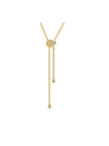 Brass Cubic Zirconia Tassel Trend Long Strand Necklace