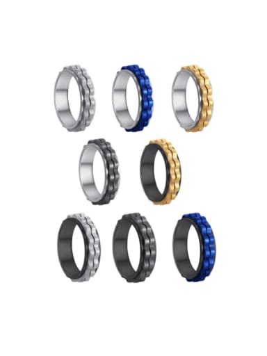 custom Titanium Steel Irregular Hip Hop Rotatable Gear Shape Men's Ring