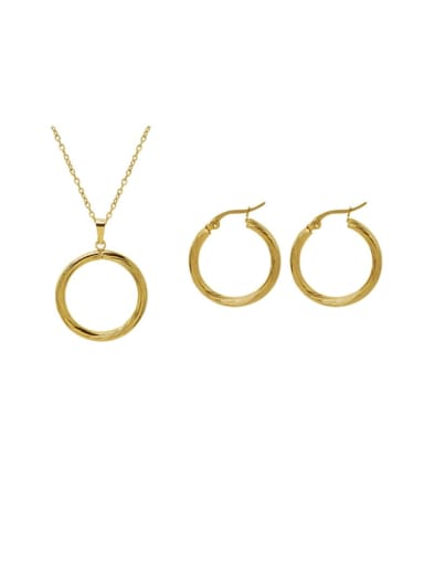 Titanium 316L Stainless Steel Minimalist Geometric  Earring and Necklace Set with e-coated waterproof