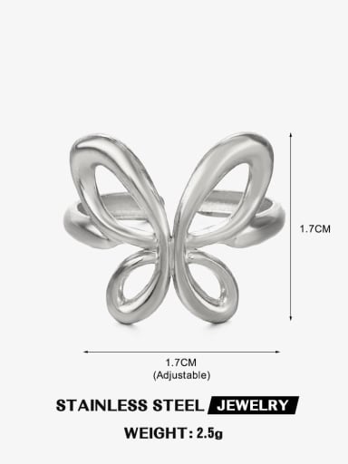 Stainless steel Hollow Butterfly Hip Hop Band Ring
