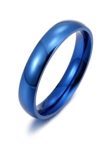 blue Stainless steel Smooth Geometric Minimalist Band Ring