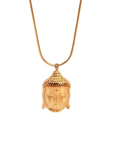 Titanium Steel Irregular Vintage Buddha Head Pendant Necklace
