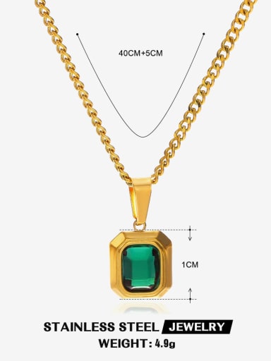 Emerald necklace ZN302 Stainless steel Natural Stone Geometric Minimalist Necklace