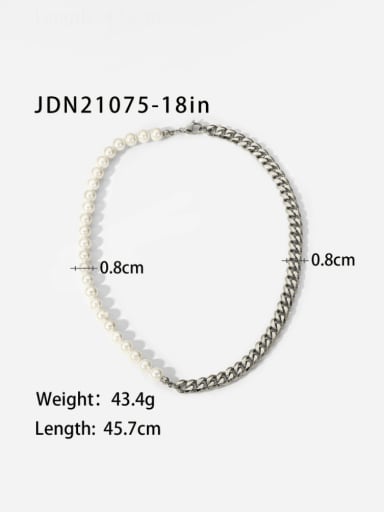 JDN21075 18in Stainless steel Imitation Pearl Geometric Vintage Necklace