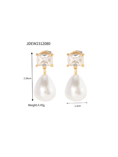 JDEW2312080 Stainless steel Imitation Pearl Water Drop Minimalist Drop Earring