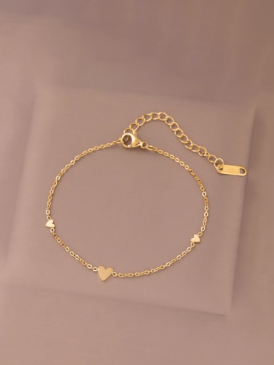 SL105  Fine Three Love Bracelet Titanium Steel Heart Minimalist Link Bracelet