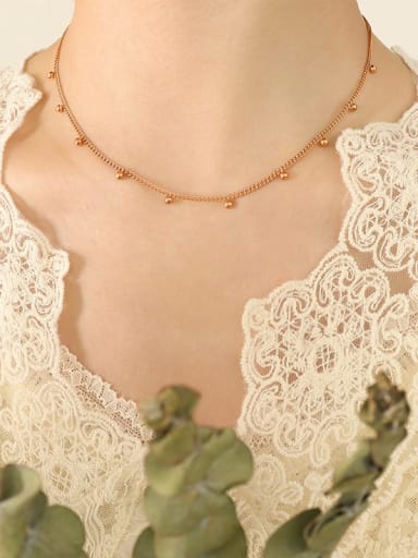 P568 rose gold necklace 36 +6cm Titanium Steel Round Minimalist Necklace